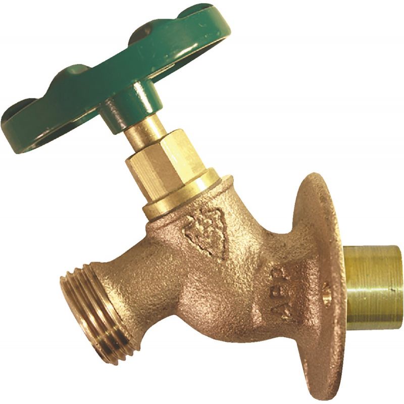 Arrowhead Brass Sillcock Faucet Solid Flange Copper Sweat 1/2&quot; S &amp; 3/4&quot; S X 3/4&quot; MHT