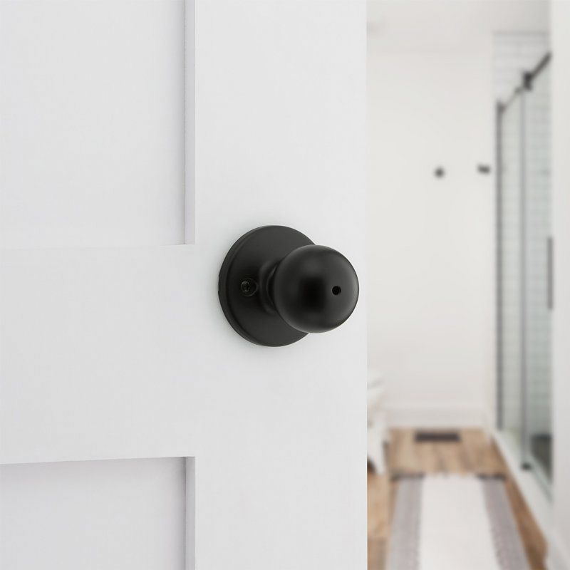 Kwikset 300P 514 CP Privacy Door Lock, Polo, Traditional Design, Knob Handle, Matte Black, Metal, Turn-Piece