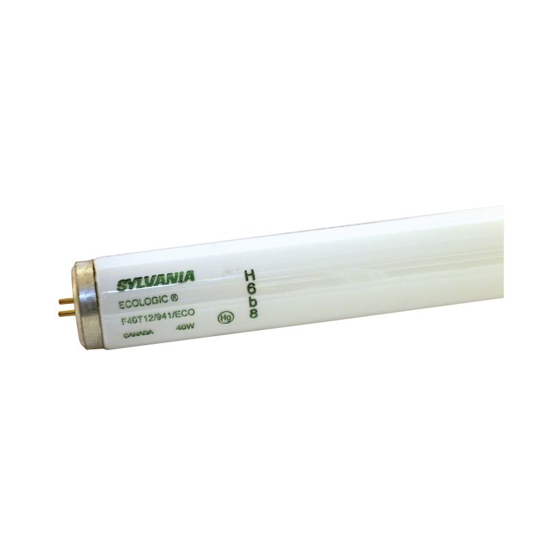 Sylvania 22435 Fluorescent Bulb, 40 W, T12 Lamp, Medium Lamp Base, 3000 Initial Lumens, 4100 K Color Temp