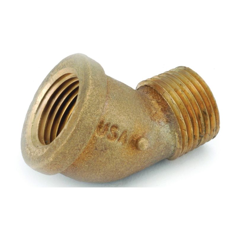 Anderson Metals 738124-08 Street Pipe Elbow, 1/2 in, FIP x MIP, 45 deg Angle, Brass, Rough, 200 psi Pressure