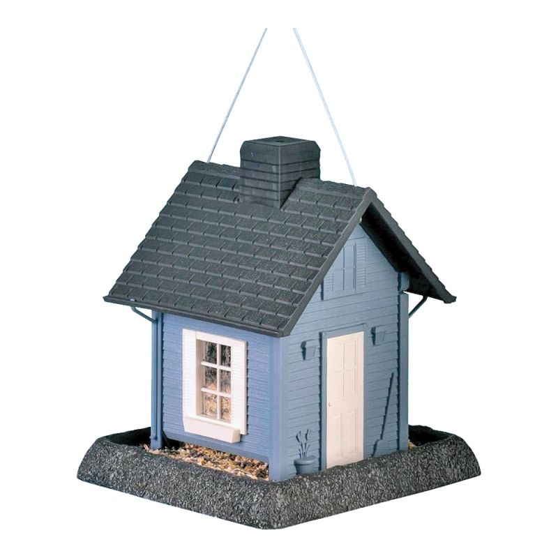 North States 9085 Wild Bird Feeder, Cozy Cottage, 5 lb, Plastic, Blue/Gray, 11-1/2 in H, Pole Mounting Blue/Gray