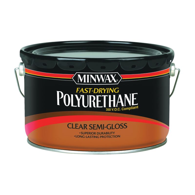 Minwax 319110000 Polyurethane, Semi-Gloss, Liquid, Clear, 2.5 gal, Can Clear
