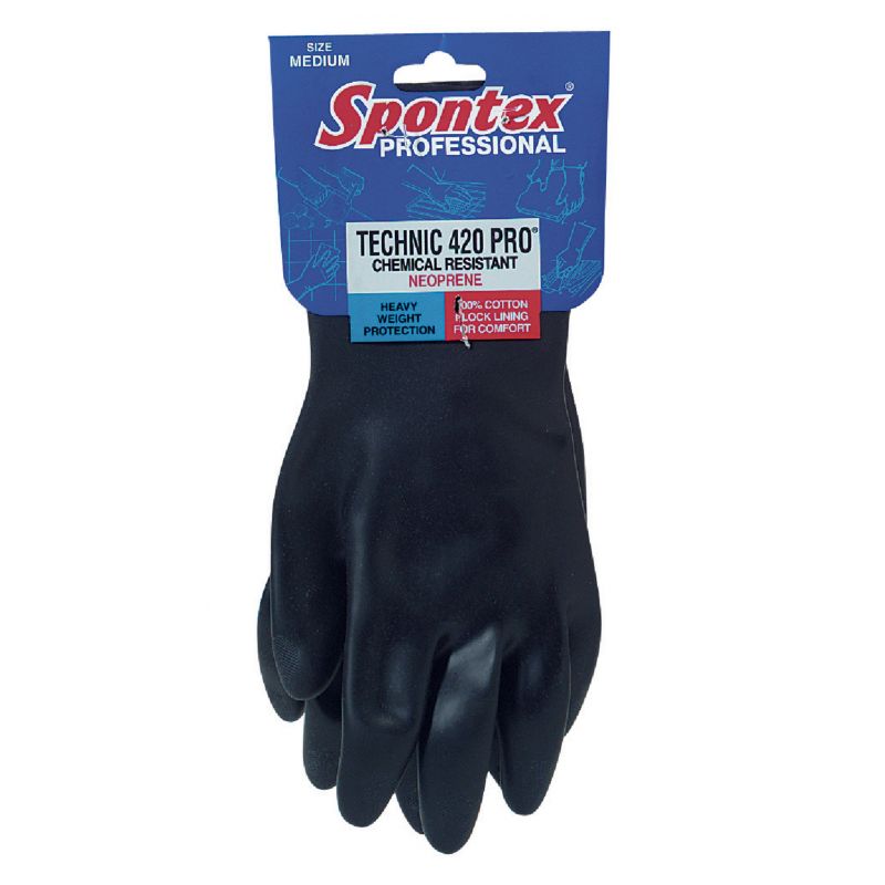 Spontex Technic 420 Pro Neoprene Rubber Glove L, Black