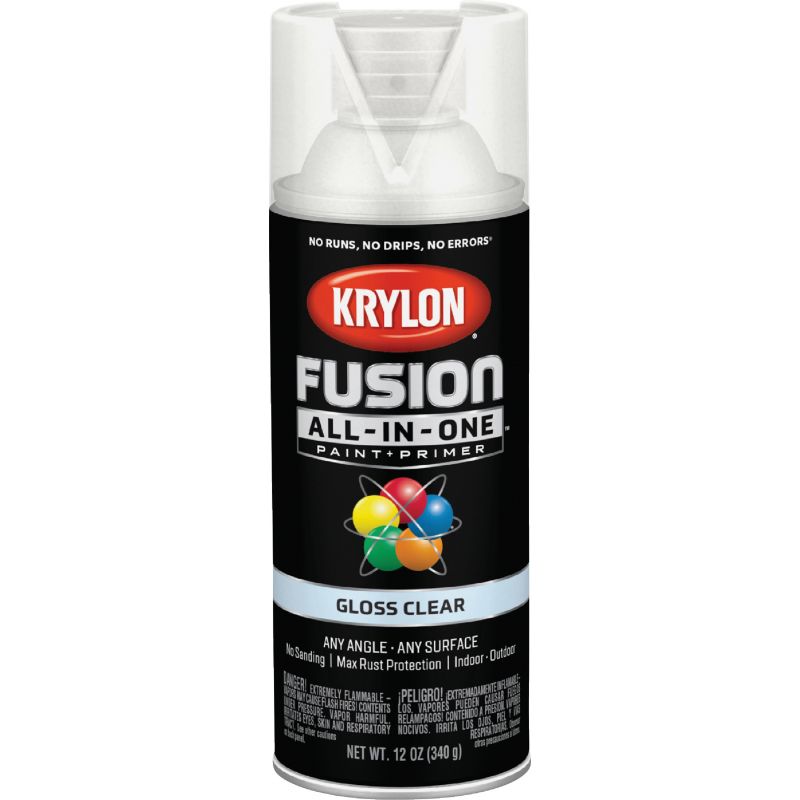 Krylon Fusion All-In-One Spray Paint &amp; Primer Clear, 12 Oz.