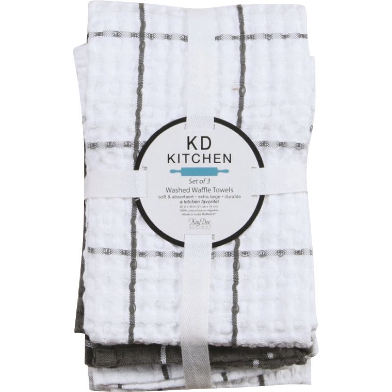 Kay Dee Designs Washed Waffle Kitchen Towel Graphite (Pack of 2)