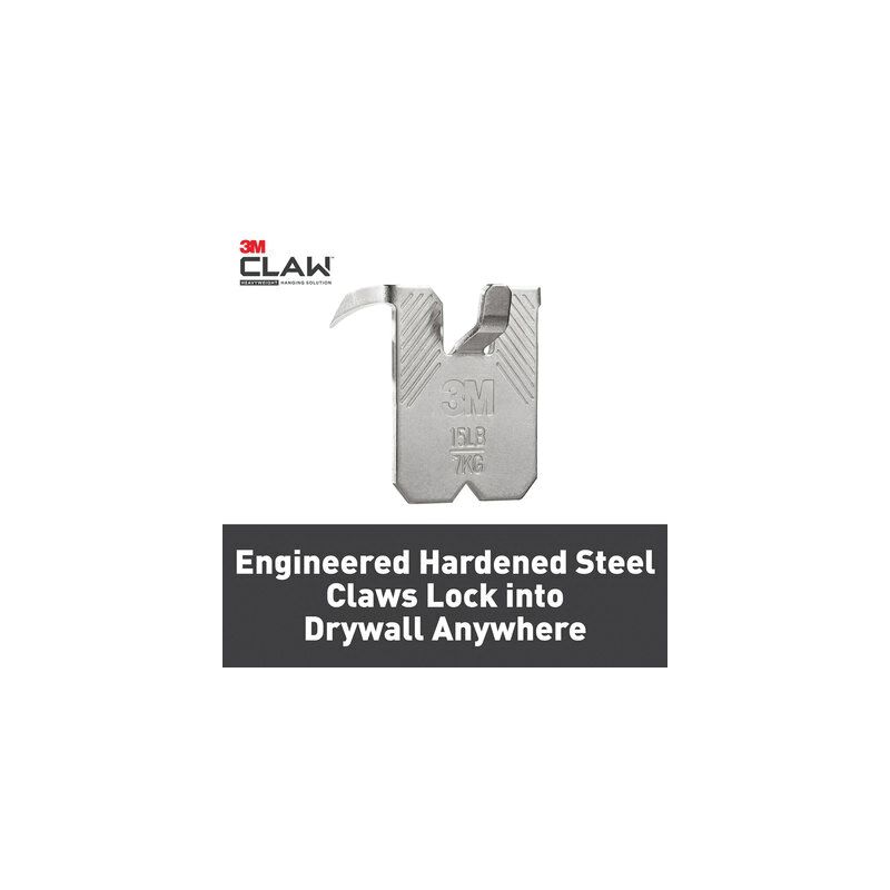 3M 3PH15M-5EF Picture Hanger, 15 lb, Steel, Drywall Mounting, 1/EA