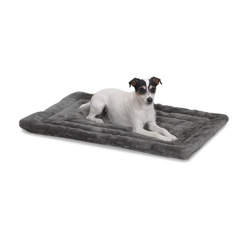 Slumber Pet ZW941 18 13 Plush Dog Mat, 18 in L, 13 in W, Plush Fur/Polyfiber Cover, Gray Gray