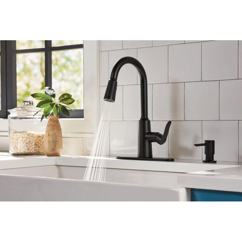 Moen Edwyn Single Handle Pull-Down Kitchen Faucet with Soap Dispenser Modern