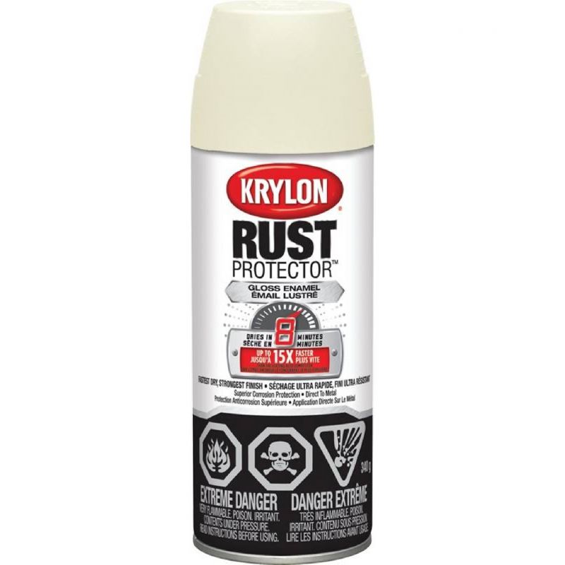 Krylon Rust Protector 469002000 Rust Preventative Spray Paint, Gloss, Ivory, 12 oz, Can Ivory