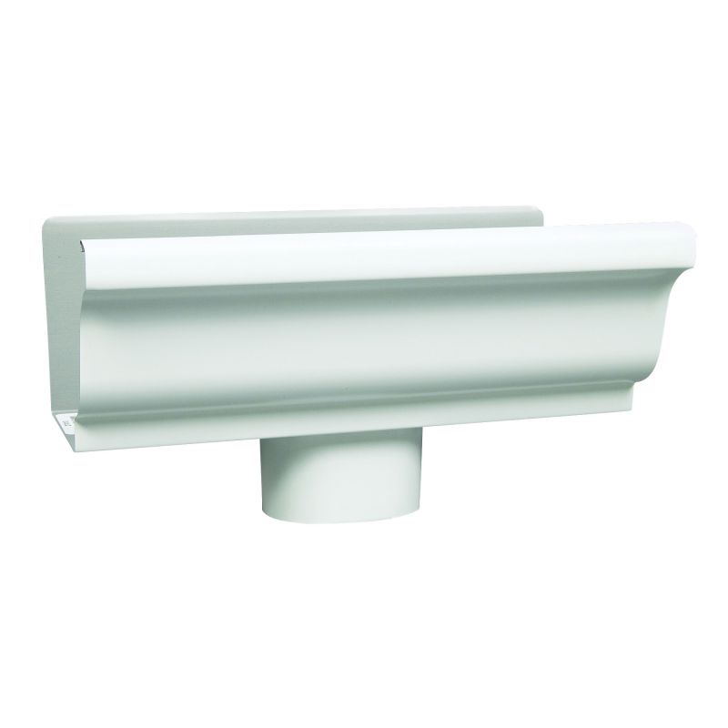 Amerimax 27010 Gutter End with Drop, 2 in W, Aluminum, White, For: 5 in K-Style Gutter System White