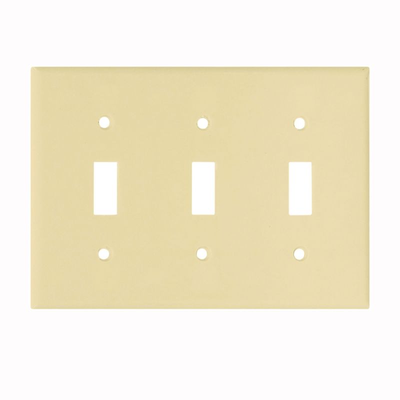 Eaton Wiring Devices 2141V-BOX Wallplate, 4-1/2 in L, 6.37 in W, 3 -Gang, Thermoset, Ivory, High-Gloss Ivory
