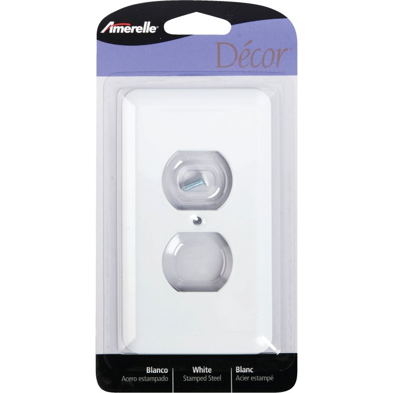 Amerelle Stamped Steel Outlet Wall Plate White