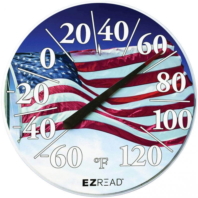 EZRead Flag Indoor &amp; Outdoor Thermometer 12.5 In. Dia., Multi