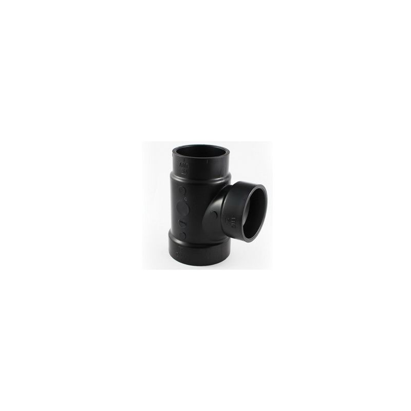Canplas 102128LBC Reducing Sanitary Pipe Tee, 2 x 1-1/2 x 1-1/2 in, Hub, ABS, Black Black