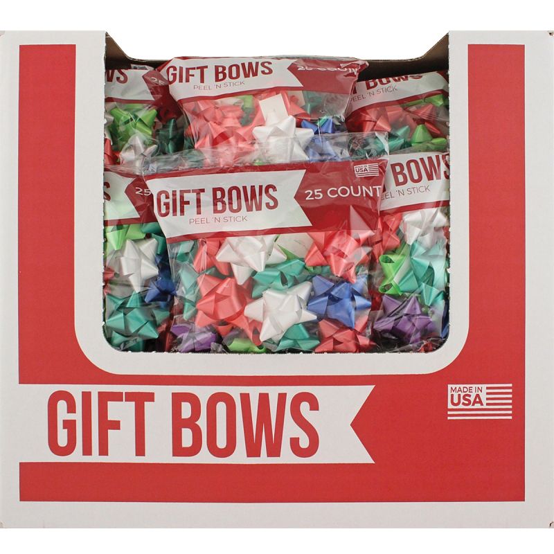 Santas Forest 68817 Gift Bow Counter Display Box, Star Design, Polypropylene, Assorted Color Assorted (Pack of 66)