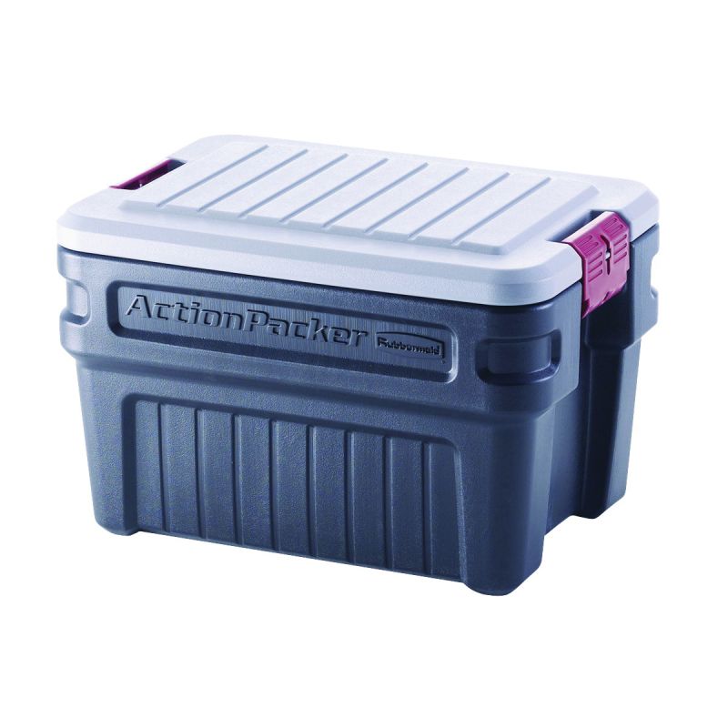 Rubbermaid ActionPacker RMAP240000 Storage Box, Plastic, Black, 26-1/2 in L, 19.3 in W, 17.4 in H 24 Gal, Black