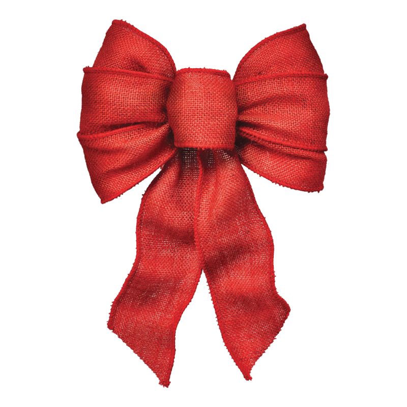 Holidaytrims 6122 Wired Bow, Burlap, Red Red (Pack of 12)