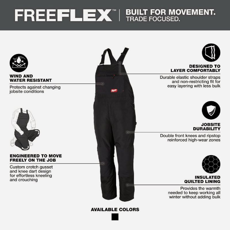 Milwaukee FREEFLEX Insulated Bib Overalls XL, Black