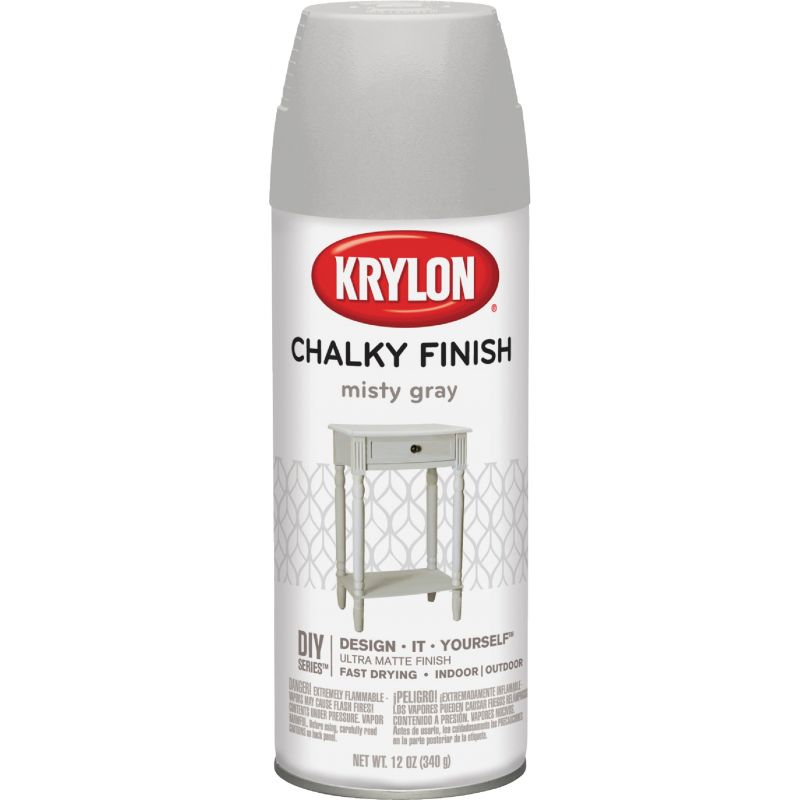 Krylon Chalky Finish Chalk Spray Paint Misty Gray, 12 Oz.