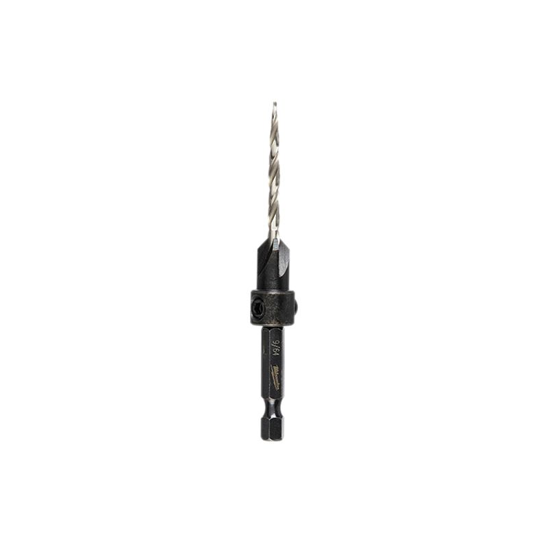 Milwaukee 48-13-5000 Countersink with Drill Bit, 9/64 in Dia Cutter, 1/4 in Dia Shank, 3-3/4 in OAL, Hex Shank, HSS