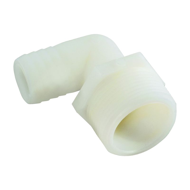 Anderson Metals 53720-1612 Hose Elbow, 1 in, Barb, 3/4 in, MPT, 150 psi Pressure, Nylon (Pack of 5)