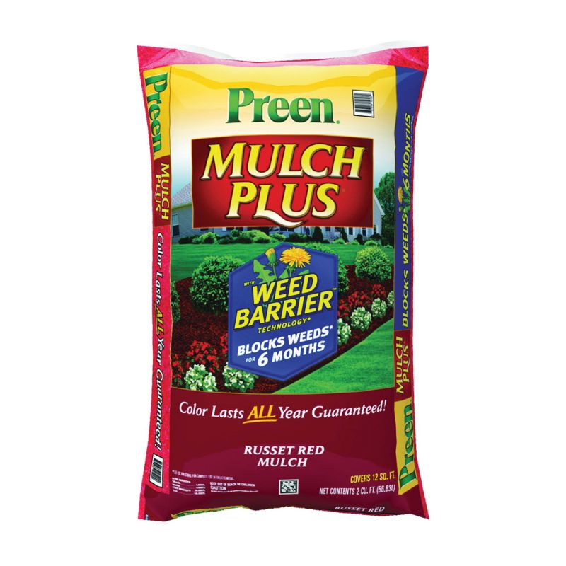 Preen 95456134 Mulch Plus Weed Barrier, Granular, Russet Red Russet Red