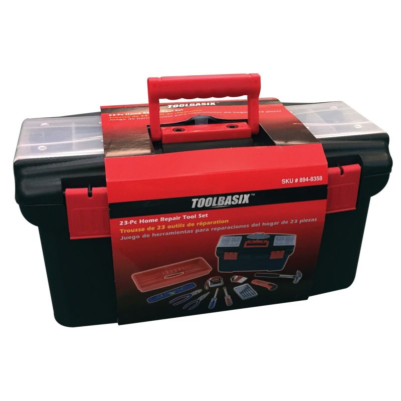 Vulcan 10557 Tool Set, 23-Piece, Tool box: Plastic, Tool box: Black and Red Tool Box