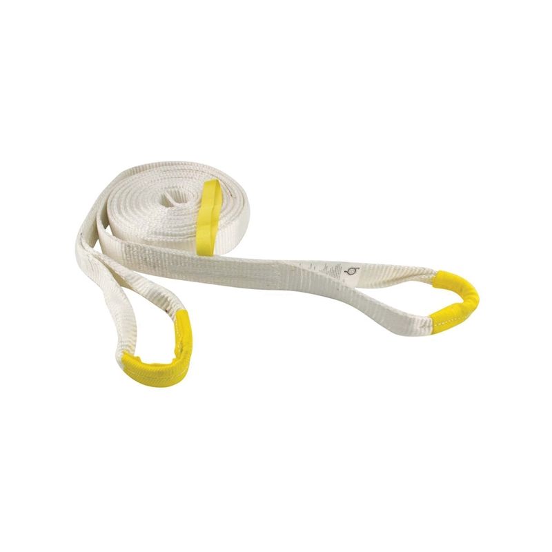 Erickson 59700 Recovery Strap, 27,000 lb, 3 in W, 20 ft L, Loop End, Nylon/Polyester, White White