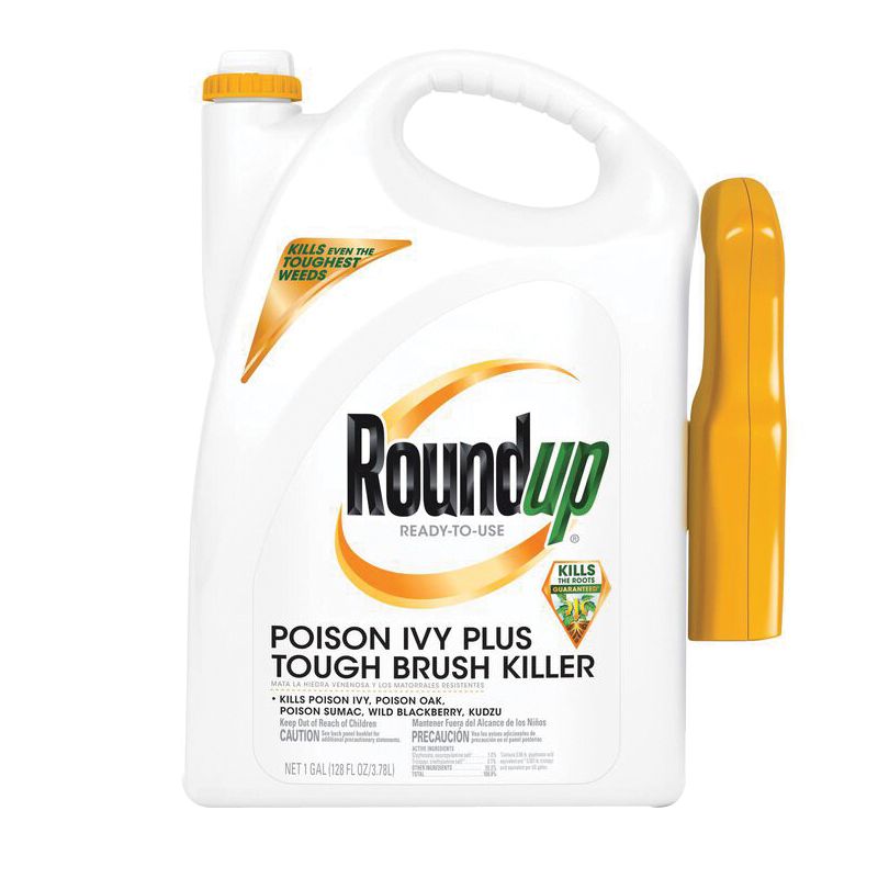 Roundup Poison Ivy Plus 5378404 Ready-to-Use Brush Killer with Trigger, Liquid, Clear, 1 gal Bottle Clear