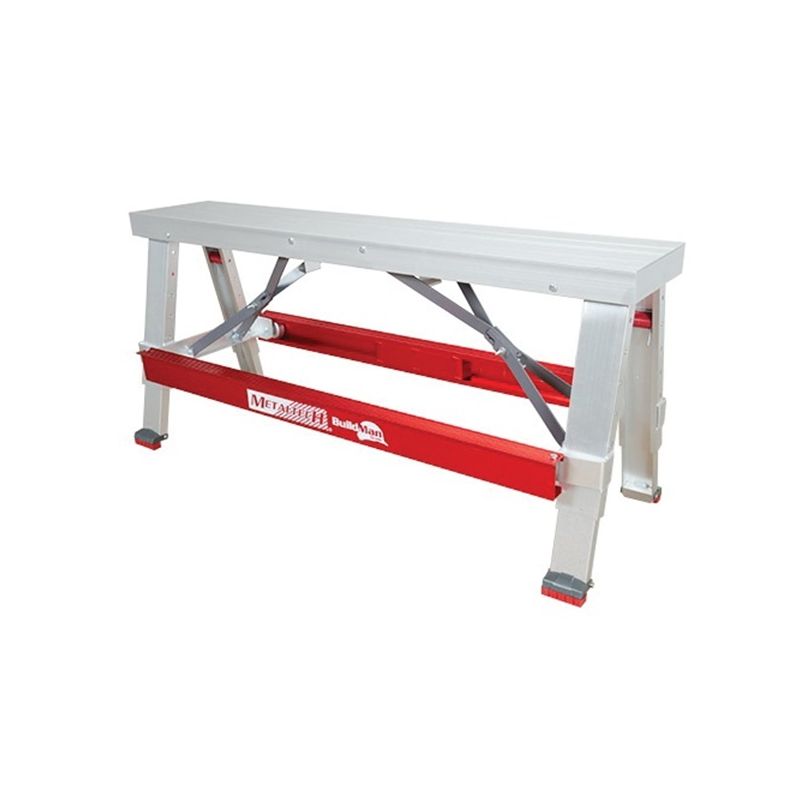 Metaltech I-BMDWB18 Drywall Bench, 48 in OAW, 6-1/4 in OAH, 17-1/2 in OAD, 500 lb, Red, Aluminum Tabletop 500 Lb, Red