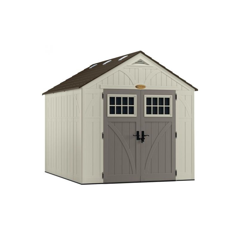Suncast Tremont BMS8100 Storage Shed, 547 cu-ft Capacity, 8 ft 4-1/2 in W, 10 ft 2-1/4 in D, 8 ft 7 in H, Resin 547 Cu-ft, Vanilla