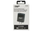 PowerZone CA-43AT PD+QC Dual USB Wall Charger, 100 to 240 V Input, 3 A Charge, Black Black