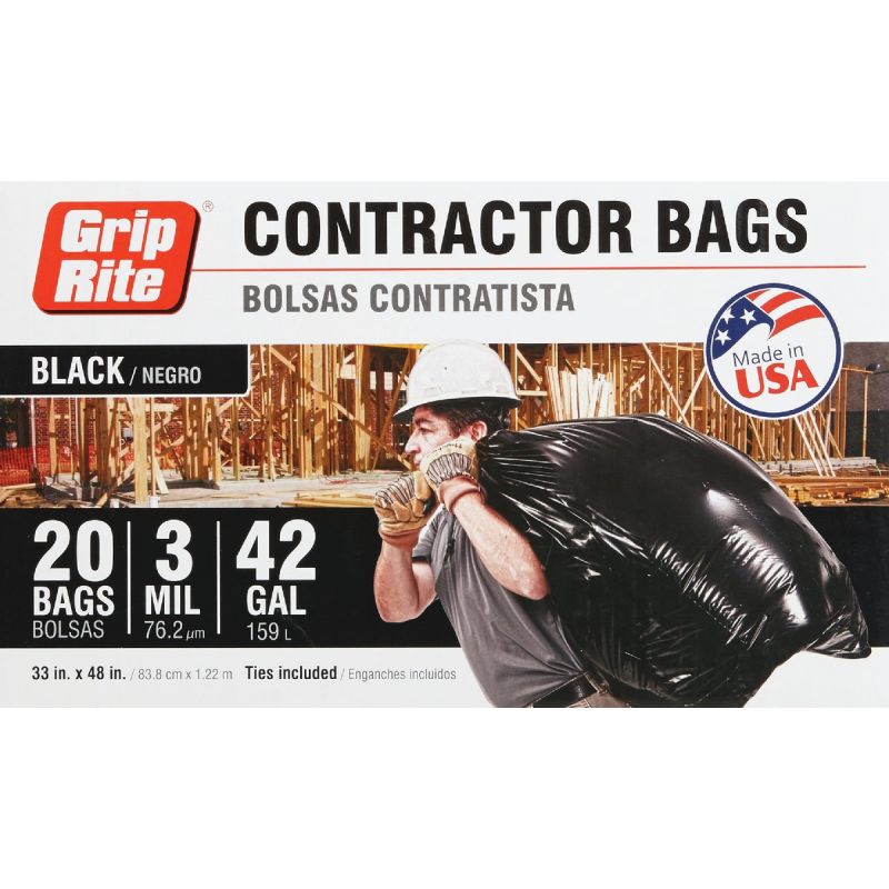 Grip-Rite Contractor Trash Bag 42 Gal., Black