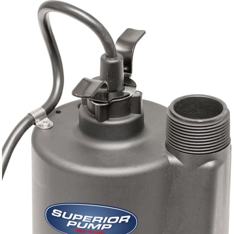 Superior Pump Plastic Submersible Sump Pump, Top Discharge 1/3 HP, 2400 GPH