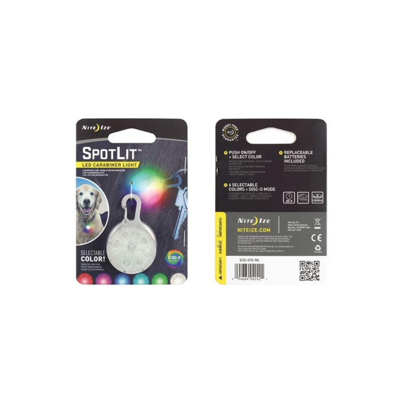 Nite Ize SPOTLIT Series SGS-07S-R6 LED Carabiner Light, Lithium Battery, LED Lamp, 20 hr Run Time