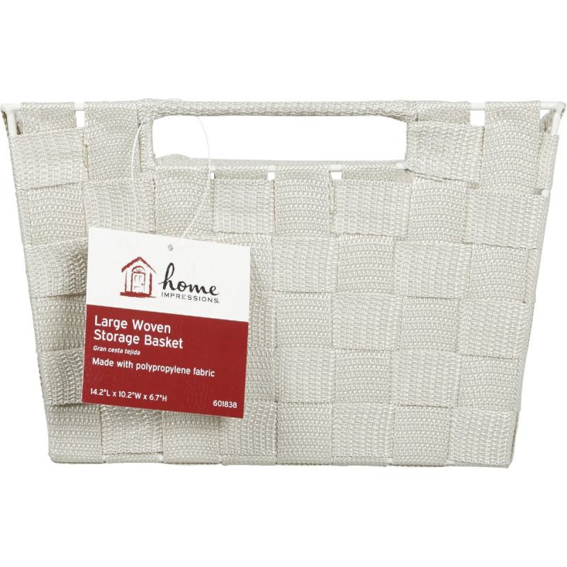 Home Impressions Woven Storage Basket With Handles Beige