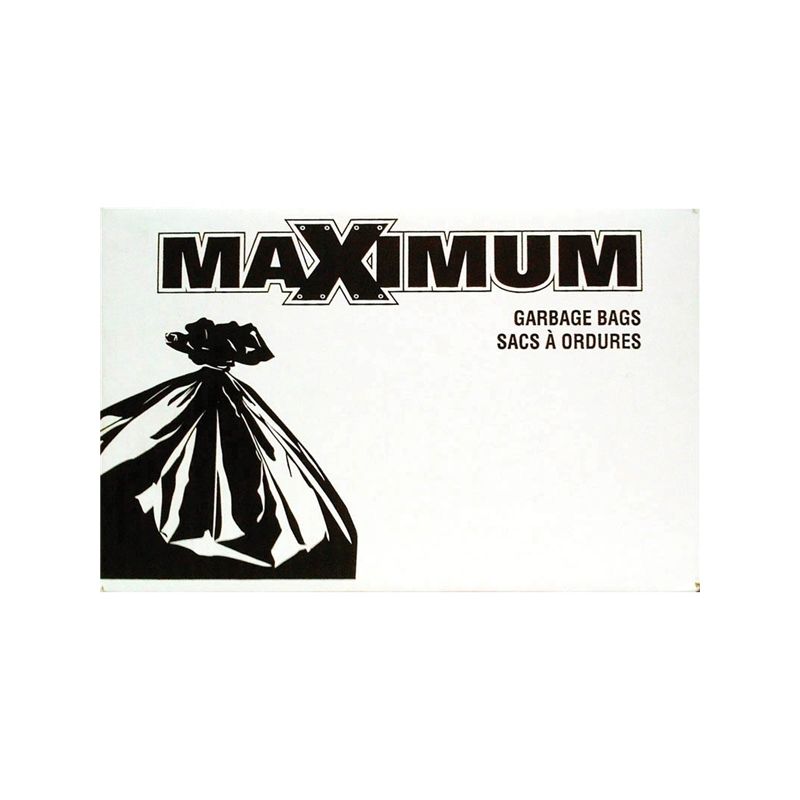 MAXIMUM 33201 Garbage Bag, Plastic, Black Black