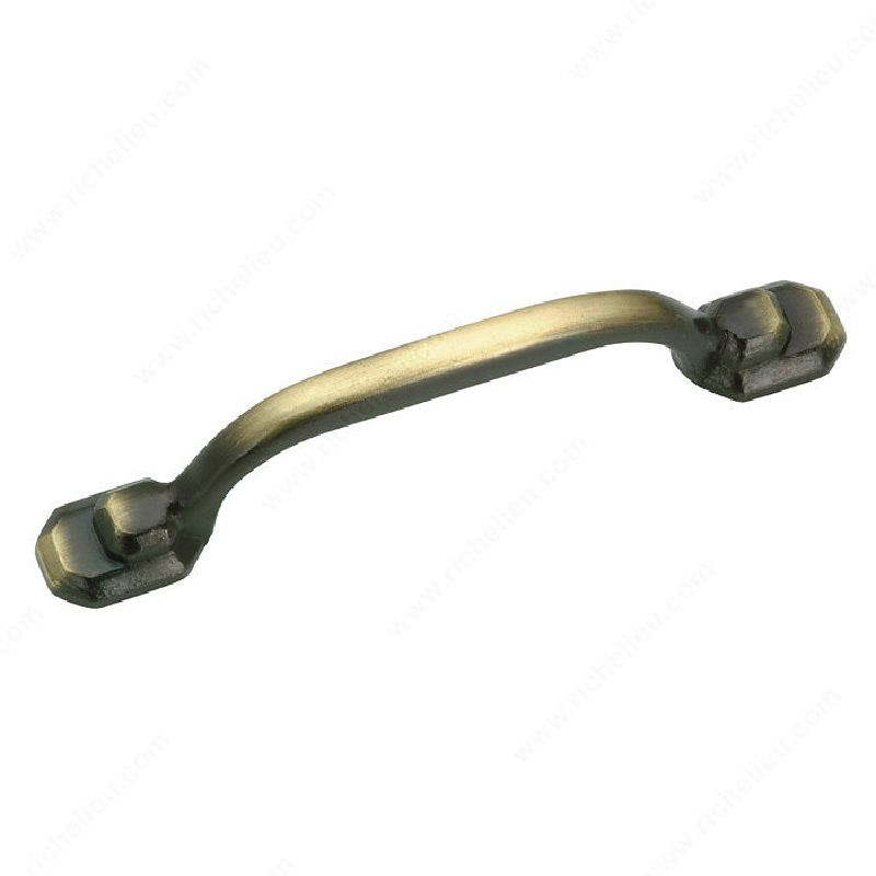 Richelieu BP30739BB Cabinet Pull, 4-1/8 in L Handle, 9/32 in H Handle, 31/32 in Projection, Metal, Burnished Brass Traditional