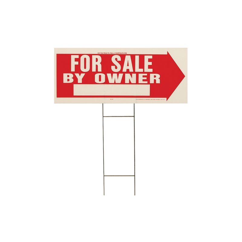 Hy-Ko RS-802 Lawn Sign, For Sale By Owner, White Legend, Plastic, 24 in W x 9-1/2 in H Dimensions