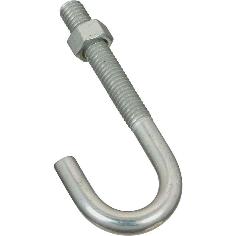 National Hardware 2195BC Series N232-942 J-Bolt, 3/8-16 Thread, 2-1/4 in L Thread, 3-3/4 in L, 225 lb Working Load, Zinc (Pack of 10)