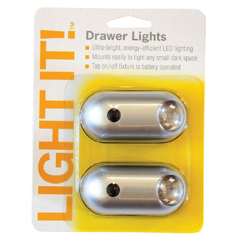Light It Drawer LED Battery Tap Light Silver