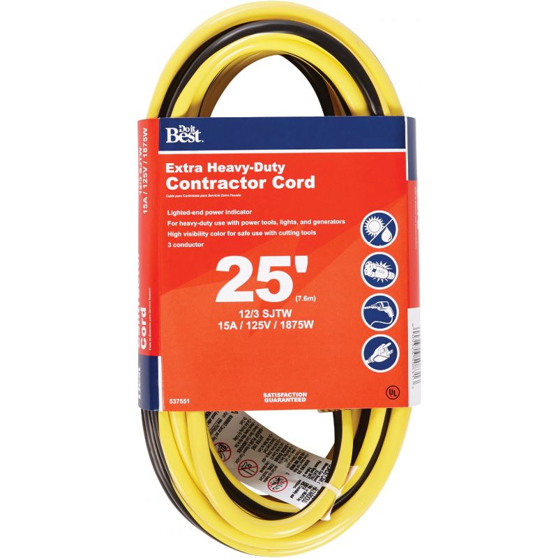 Do it Best 12/3 Extra Heavy-Duty Contractor Extension Cord Yellow, 15