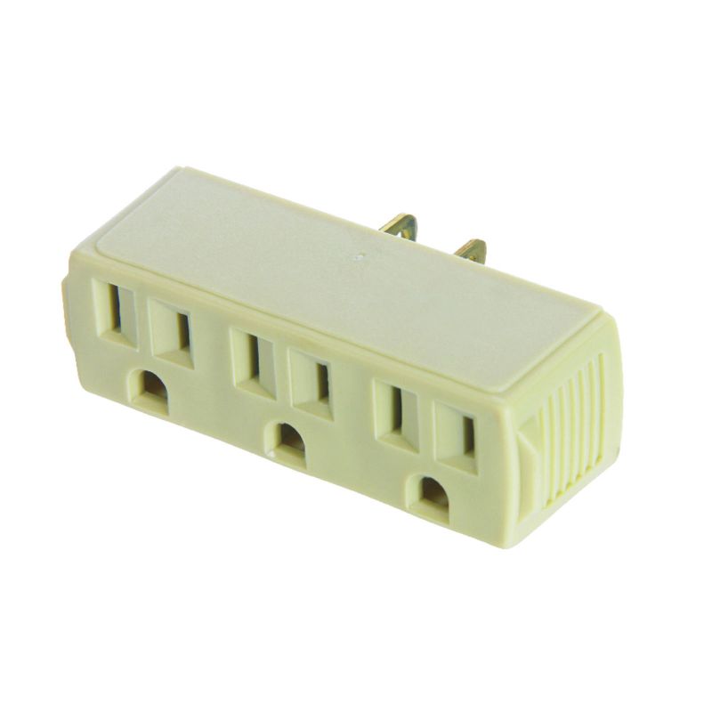 Eaton Wiring Devices 1219V-BOX Outlet Adapter with Grounding Lug, 2 -Pole, 15 A, 125 V, 3 -Outlet, Ivory Ivory