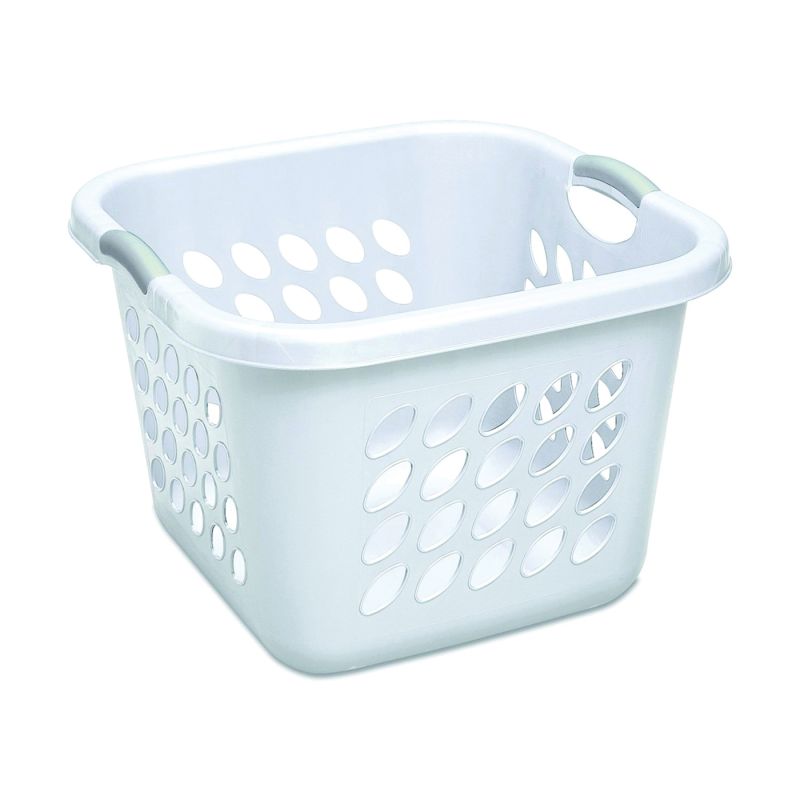 Sterilite 12178006 Laundry Basket, 1.5 bu Capacity, Plastic, White, 1-Compartment 1.5 Bu, White