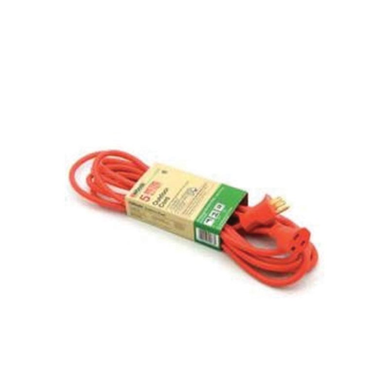 CCI 541504 Outdoor Extension Cord, 16 AWG Wire, 3 m L, Orange Sheath, 125 V
