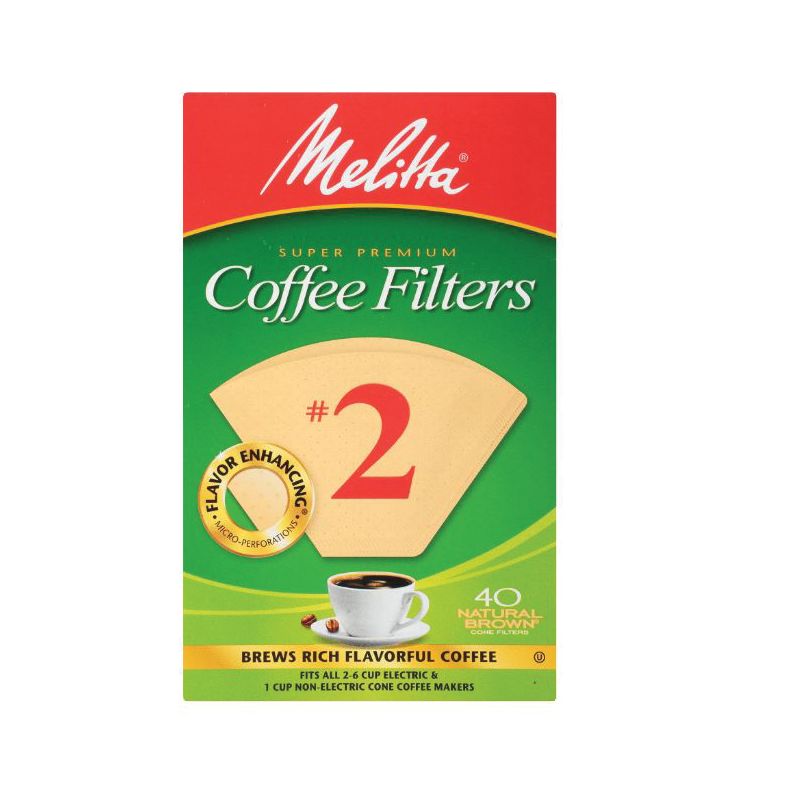 Melitta 612412 #2 Coffee Filter, Cone, Paper, Natural Brown Natural Brown