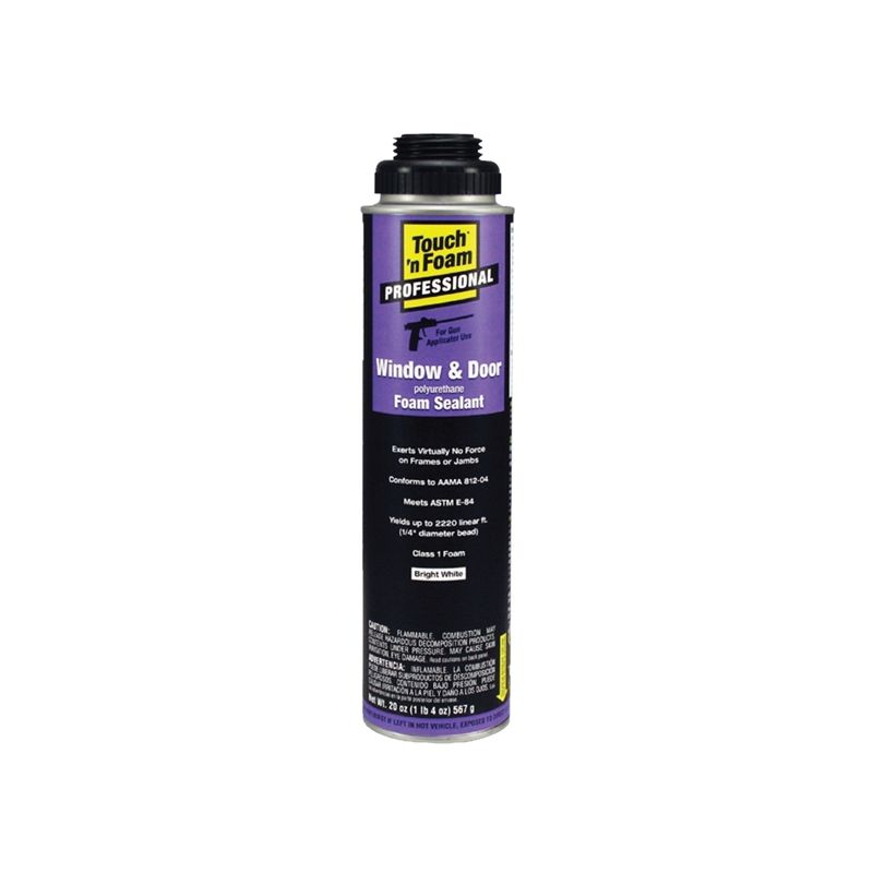 Touch &#039;n Foam 7565029700 Window and Door Sealant, White, 566 g, Aerosol Can White