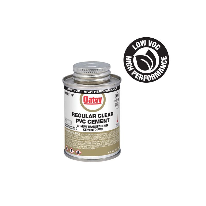 Oatey 310125V Regular-Bodied Fast Set Cement, 4 oz Can, Liquid, Clear Clear