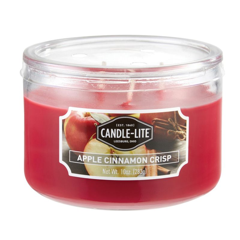 CANDLE-LITE 1879021 Scented Candle, Apple Cinnamon Crisp Fragrance, Crimson Candle (Pack of 4)