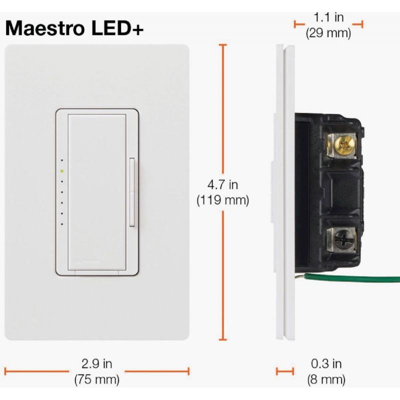 Lutron Maestro Digital Slide Dimmer Switch White